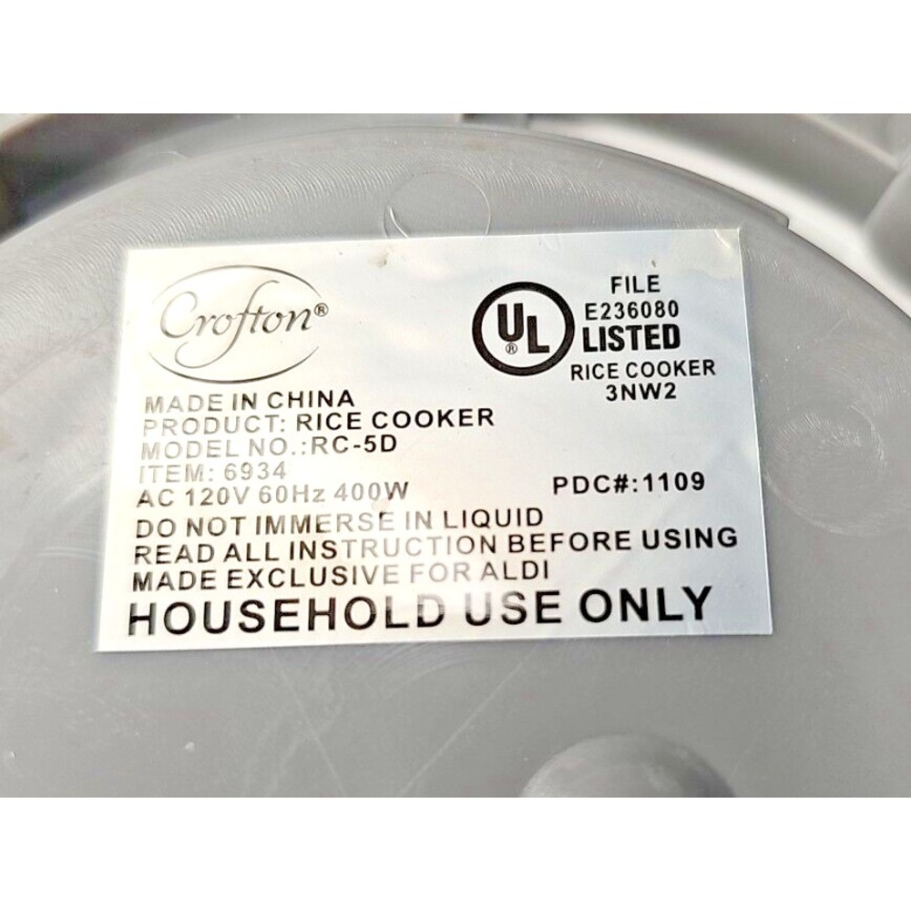 5 Cup Rice Maker & Steamer, Auto Shift to warm when done, Rice Cooker Crofton - Picture 11 of 11